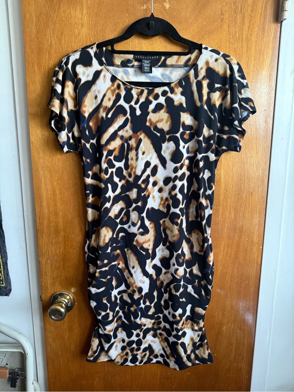 Apostrophe - Black, White & Brown Leopard Print Mini Dress